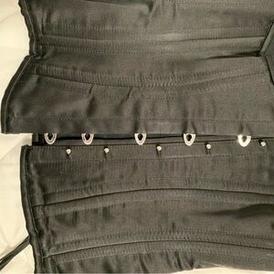 Satin Black Corset with Silver Accents (Longline)
